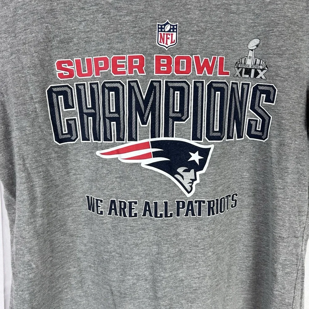 Nike‎ Top Womens Large Slim Gray T-Shirt NFL Patriots Super Bowl Championship